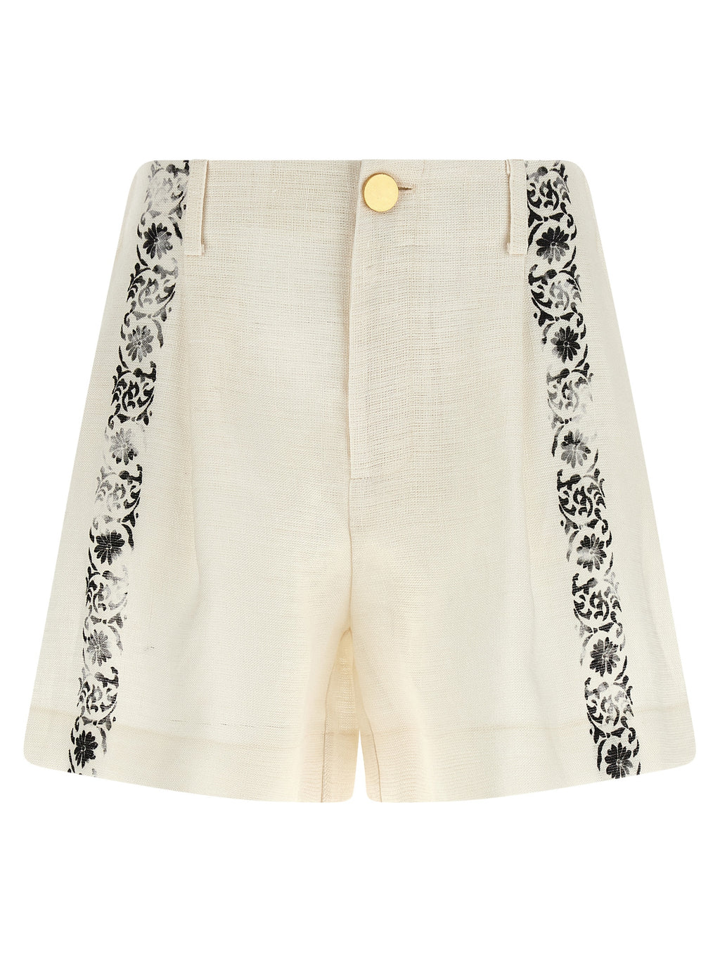 Alberta Ferretti Bicolor Linen Bermuda Shorts