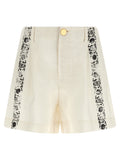 Alberta Ferretti Bicolor Linen Bermuda Shorts