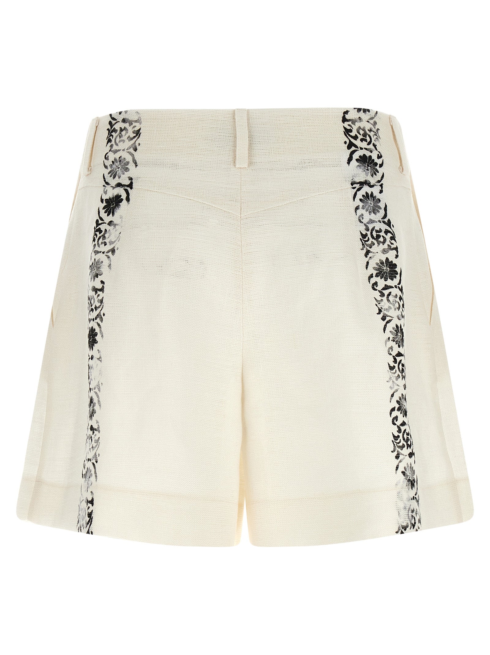 Alberta Ferretti Bicolor Linen Bermuda Shorts