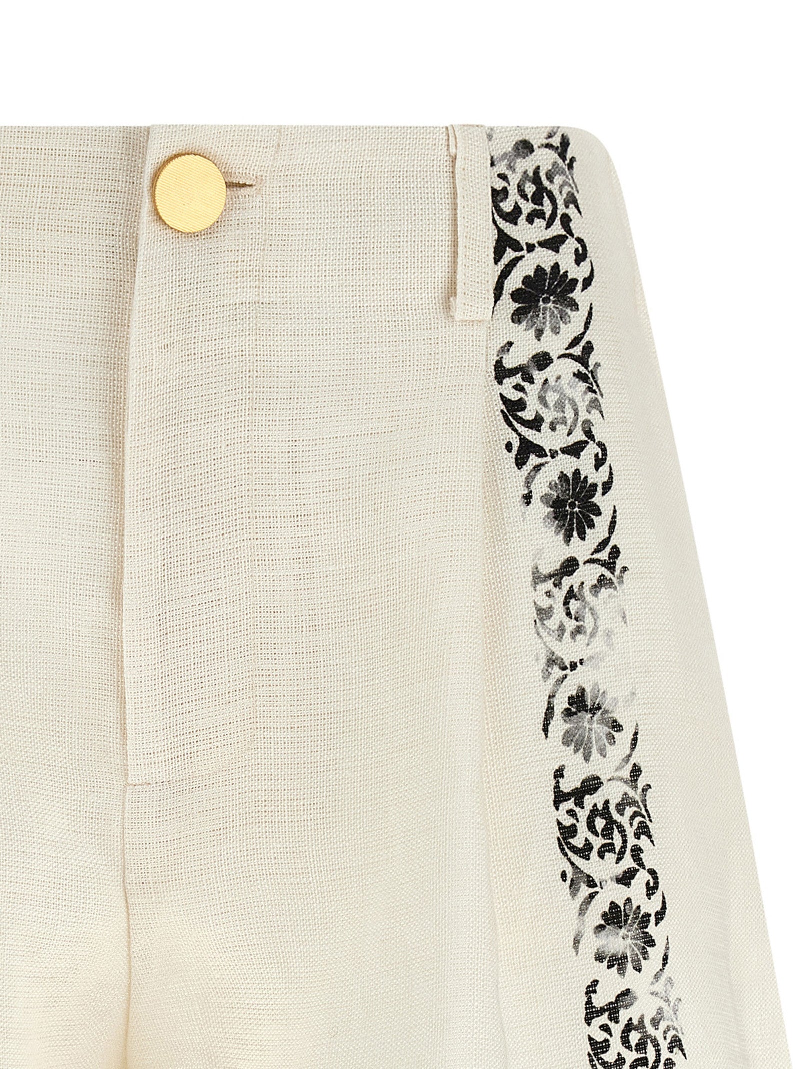 Alberta Ferretti Bicolor Linen Bermuda Shorts