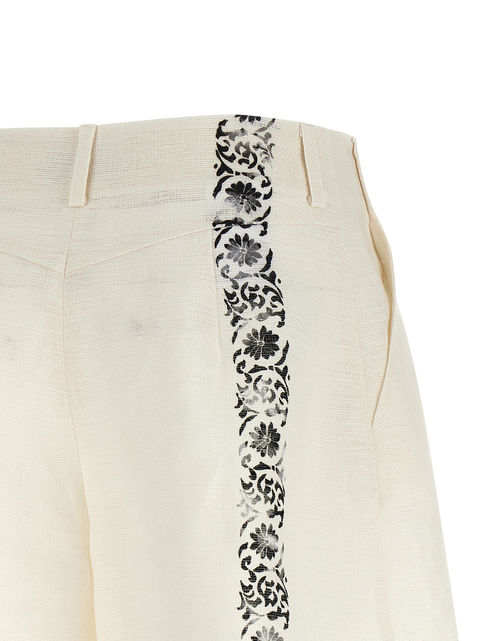 Alberta Ferretti Bicolor Linen Bermuda Shorts