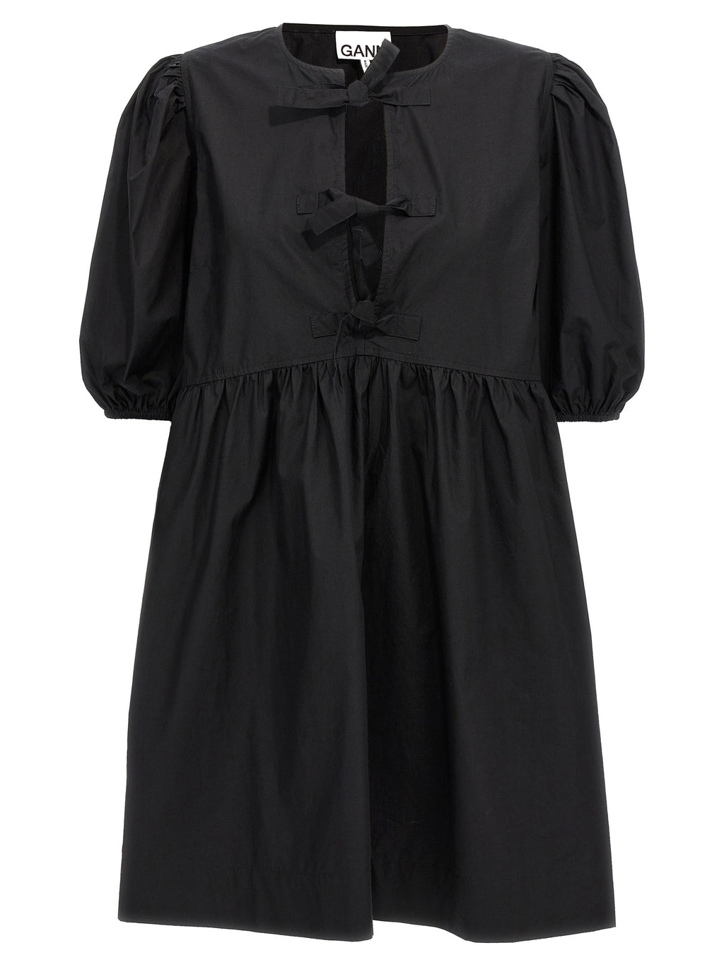 Ganni Black Cotton Short Dress