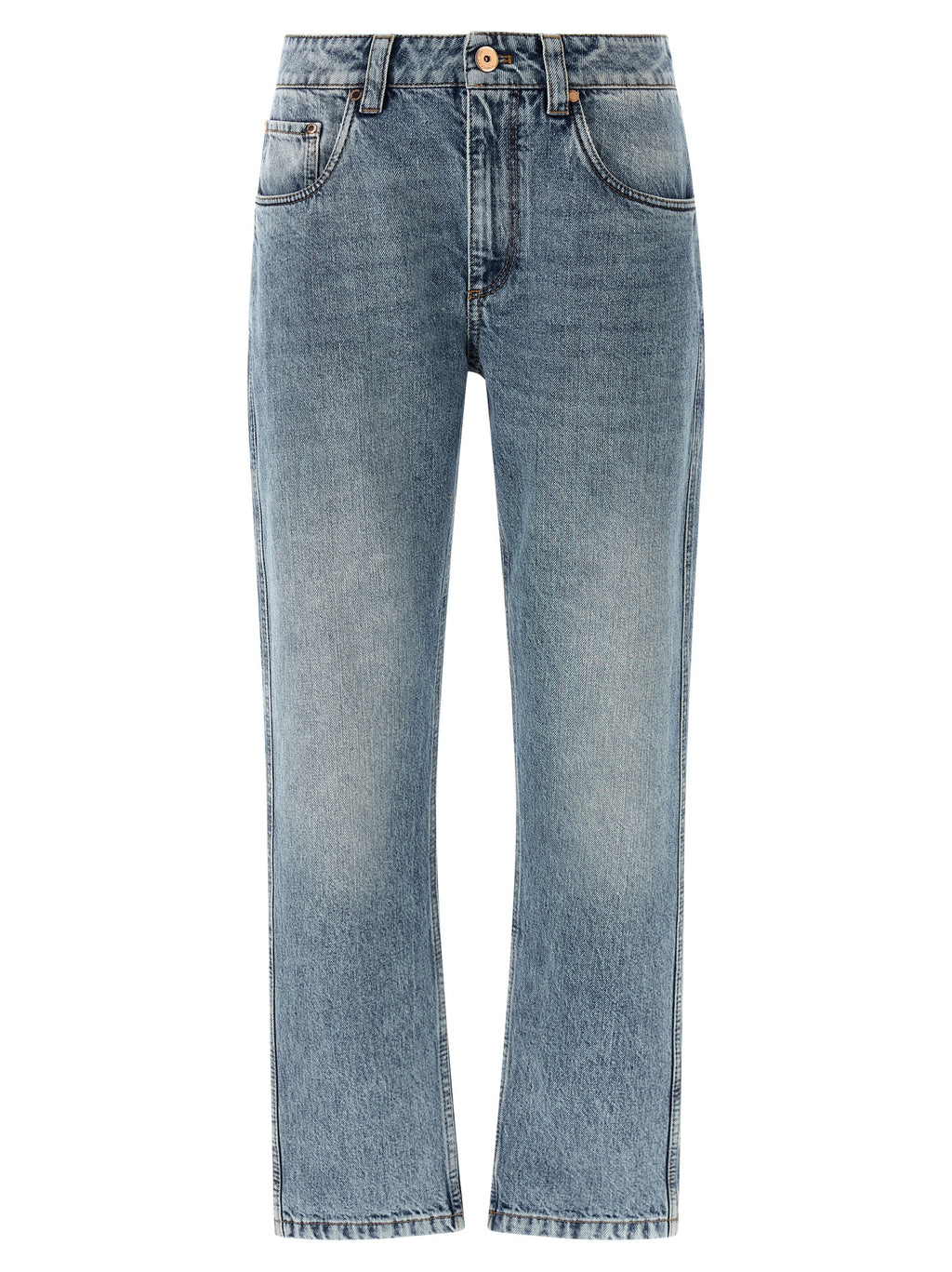Brunello Cucinelli Blue Cotton Straight-Leg Jeans