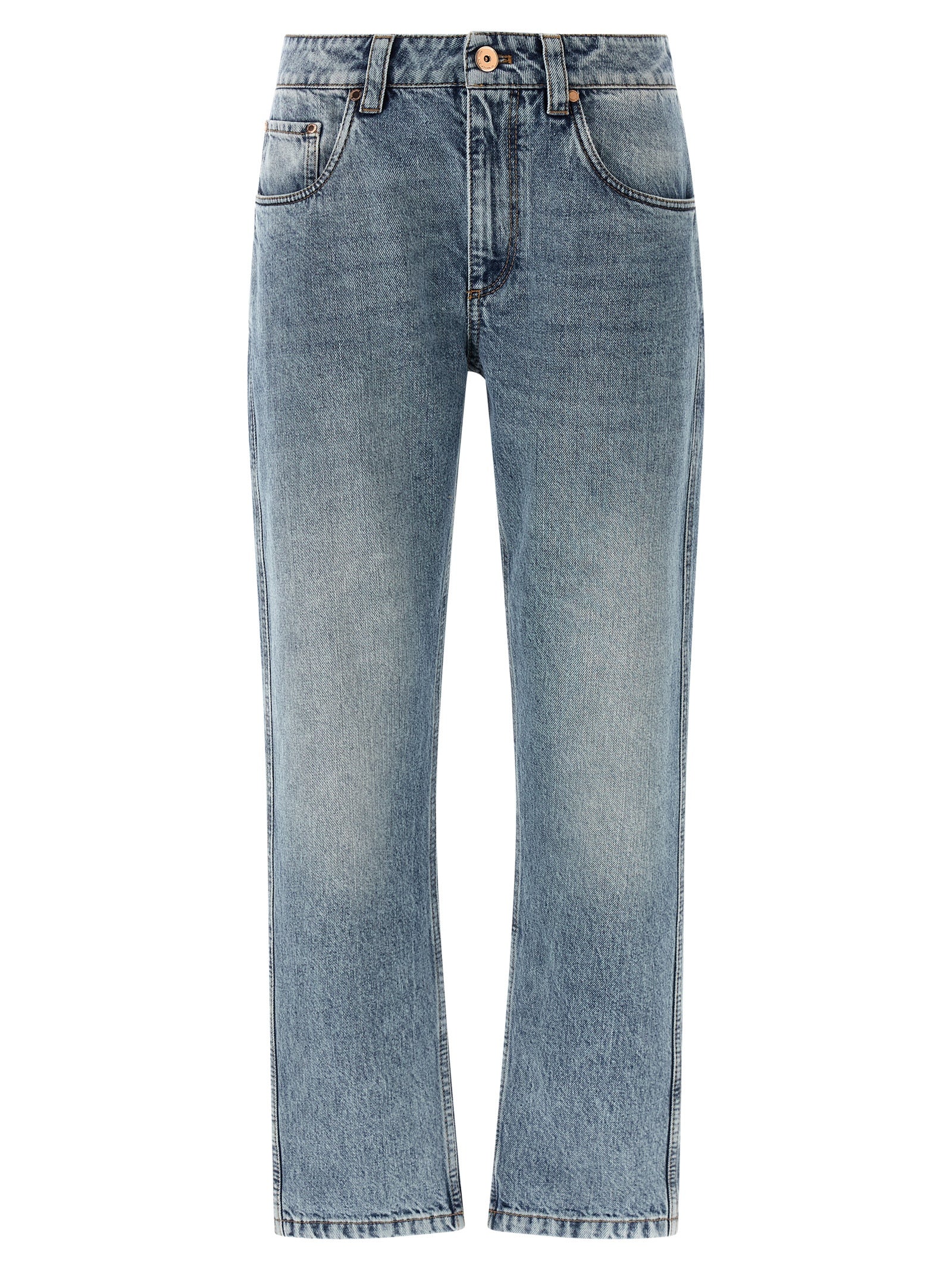 Brunello Cucinelli Blue Cotton Straight-Leg Jeans
