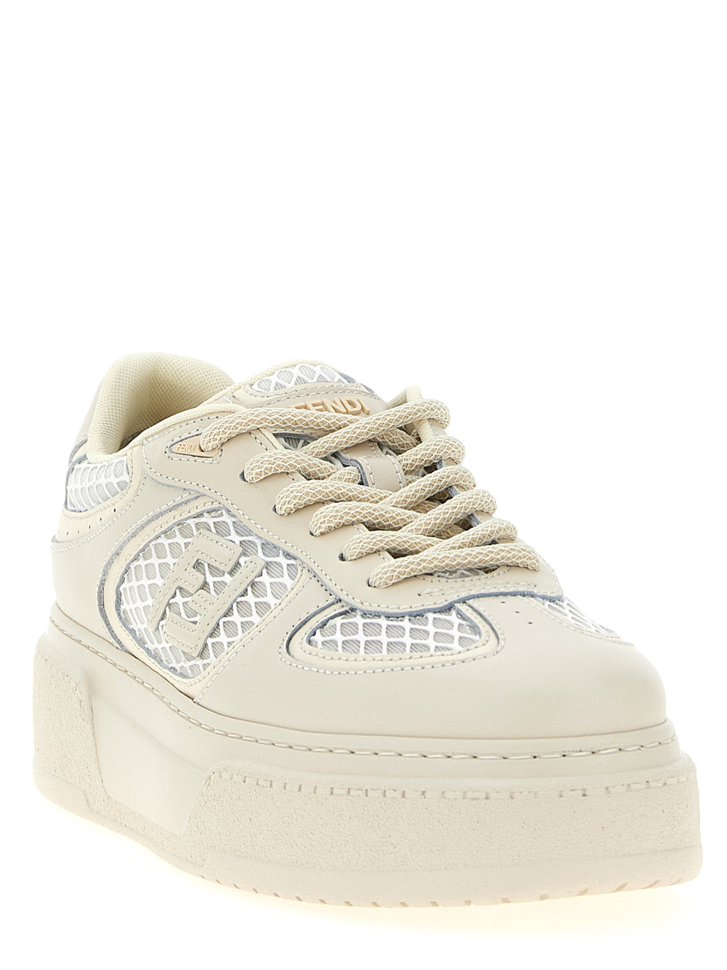 Fendi Beige Calfskin Platform Sneakers