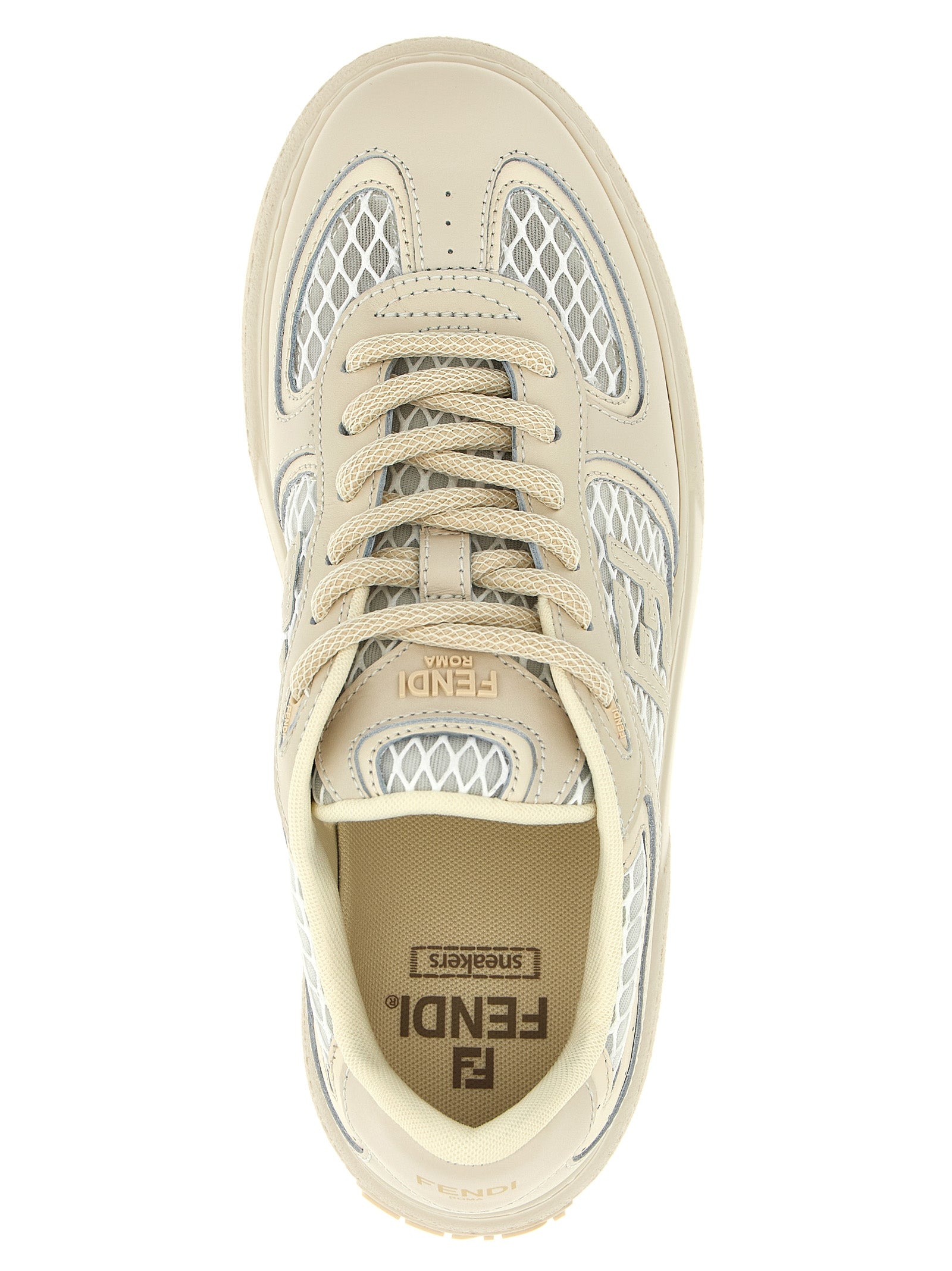 Fendi Beige Calfskin Platform Sneakers