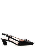 Roger Vivier Black Goatskin Mid Heel Pumps
