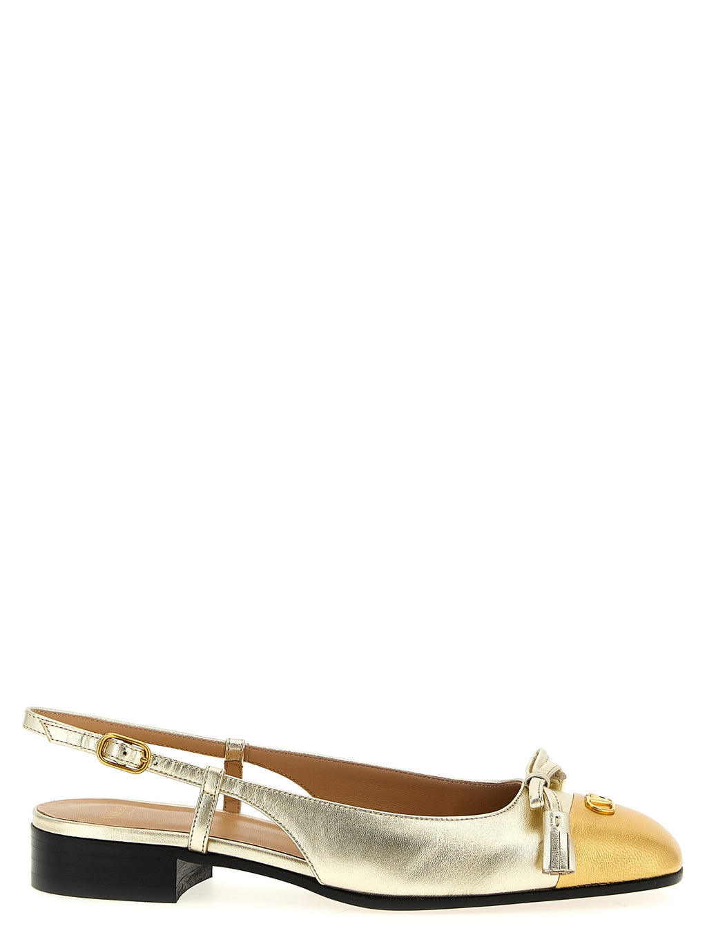 Valentino Garavani Gold Leather Ballet Flats