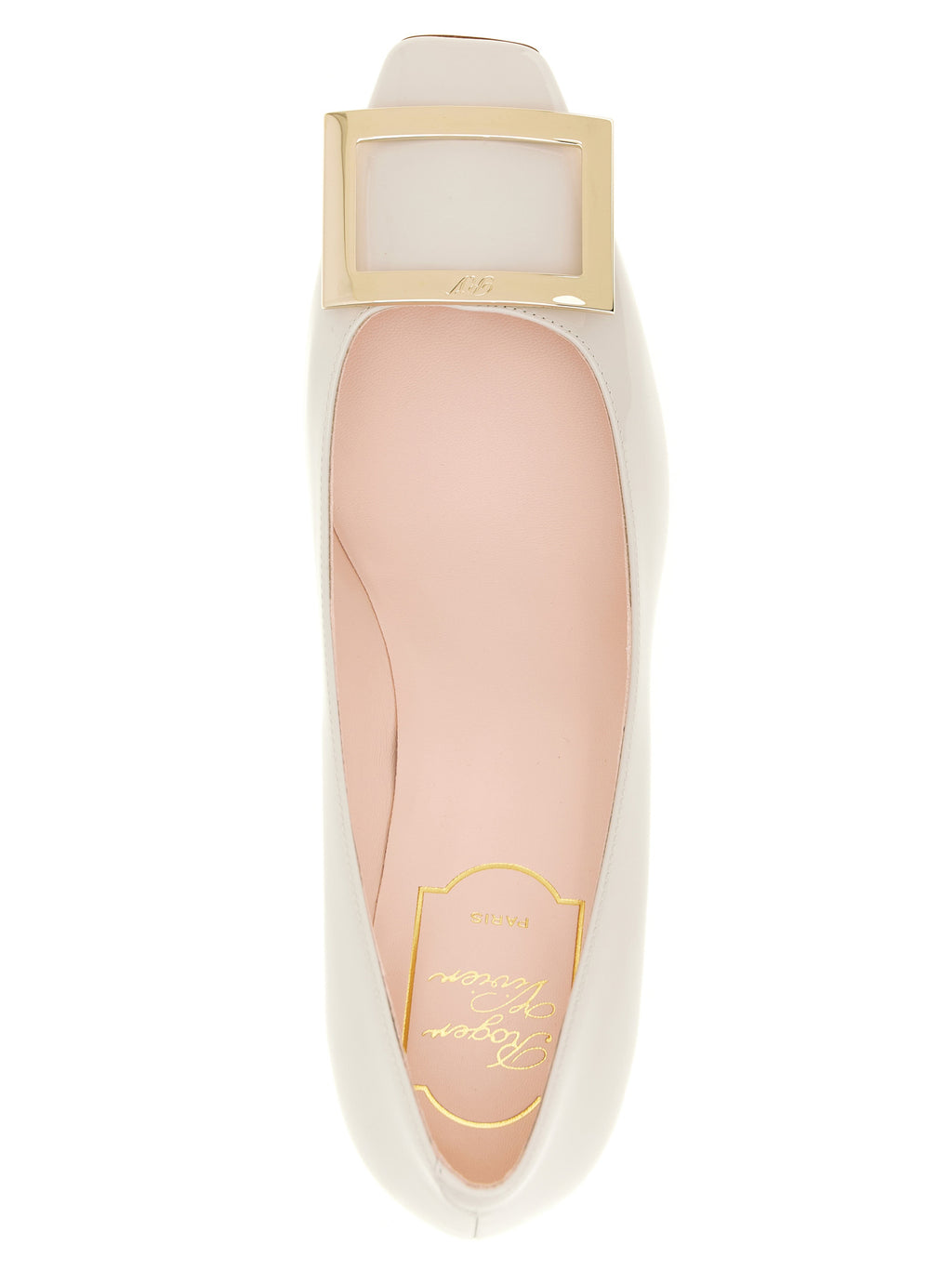 Roger Vivier White Calfskin Mid Heel Pumps