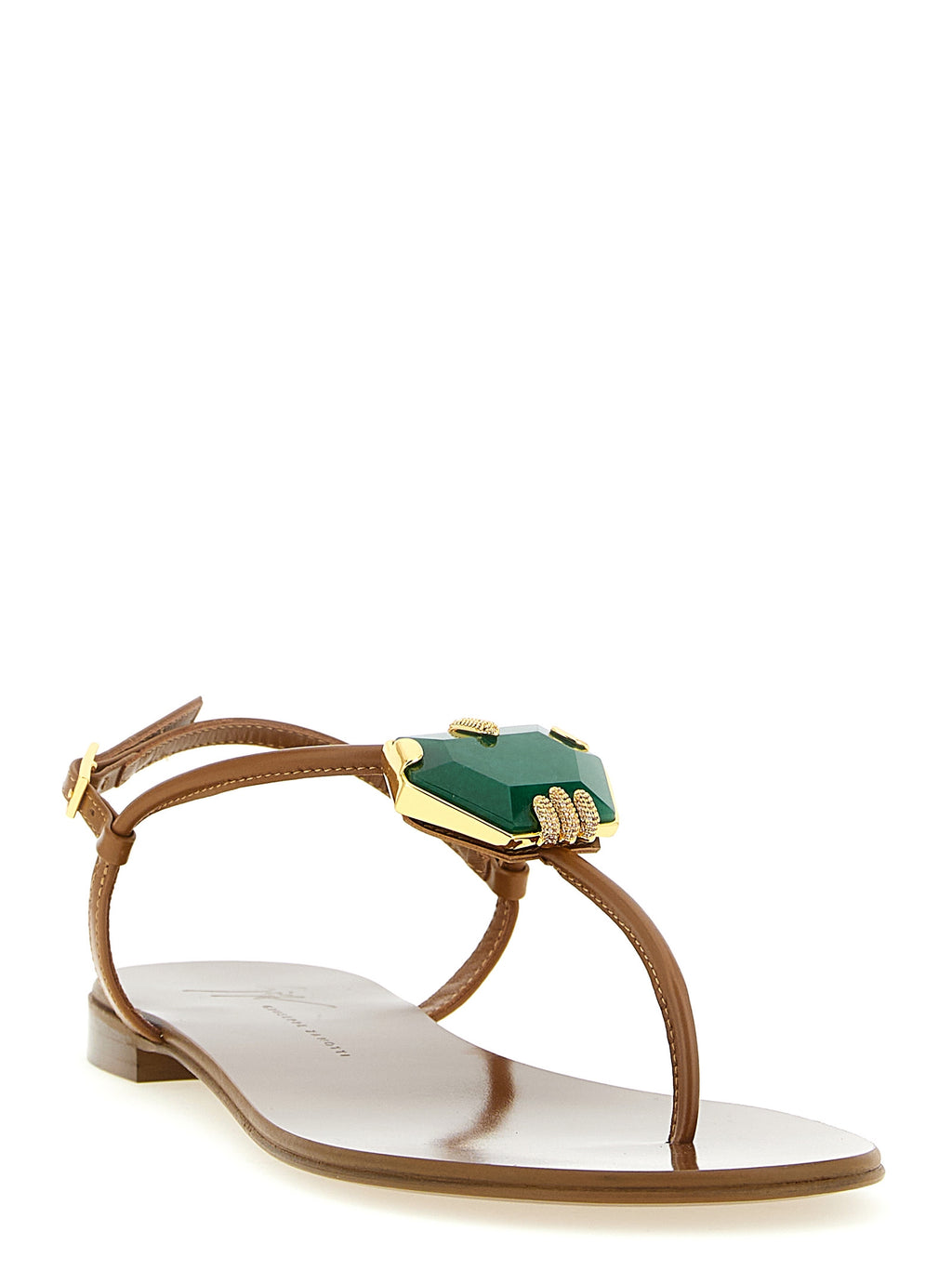 Giuseppe Zanotti Brown Lamb Leather Flat Sandals