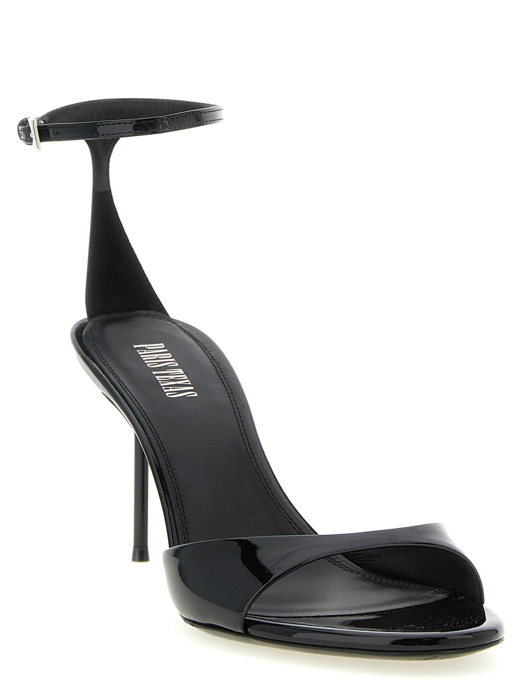 Paris Texas Black Calfskin Stiletto Heel Sandals