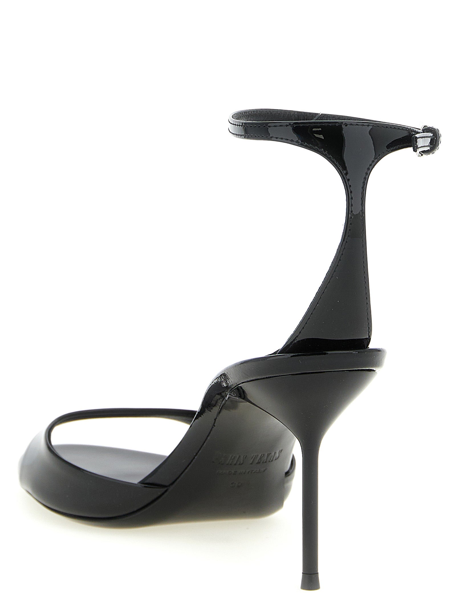 Paris Texas Black Calfskin Stiletto Heel Sandals
