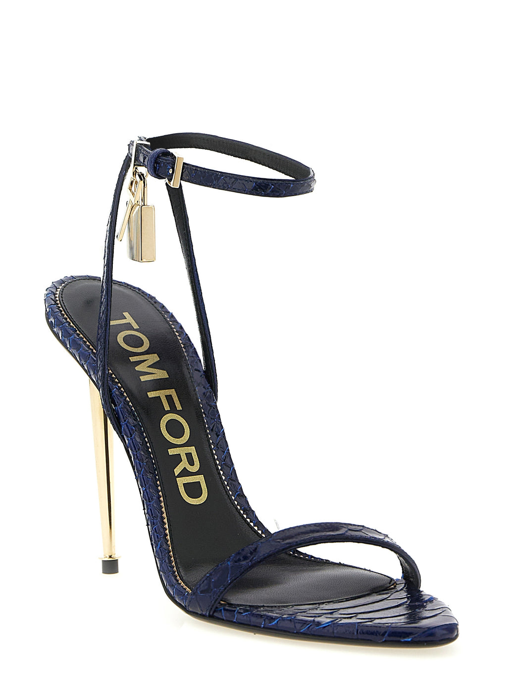 Tom Ford Blue Calfskin Stiletto Heel Sandals