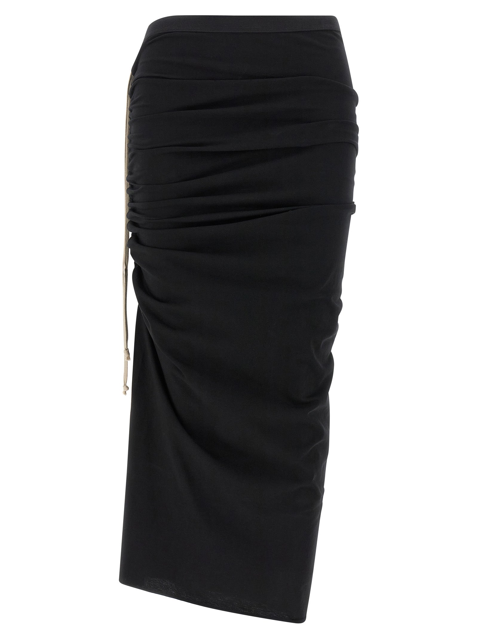 Rick Owens Black Cotton Midi Skirt
