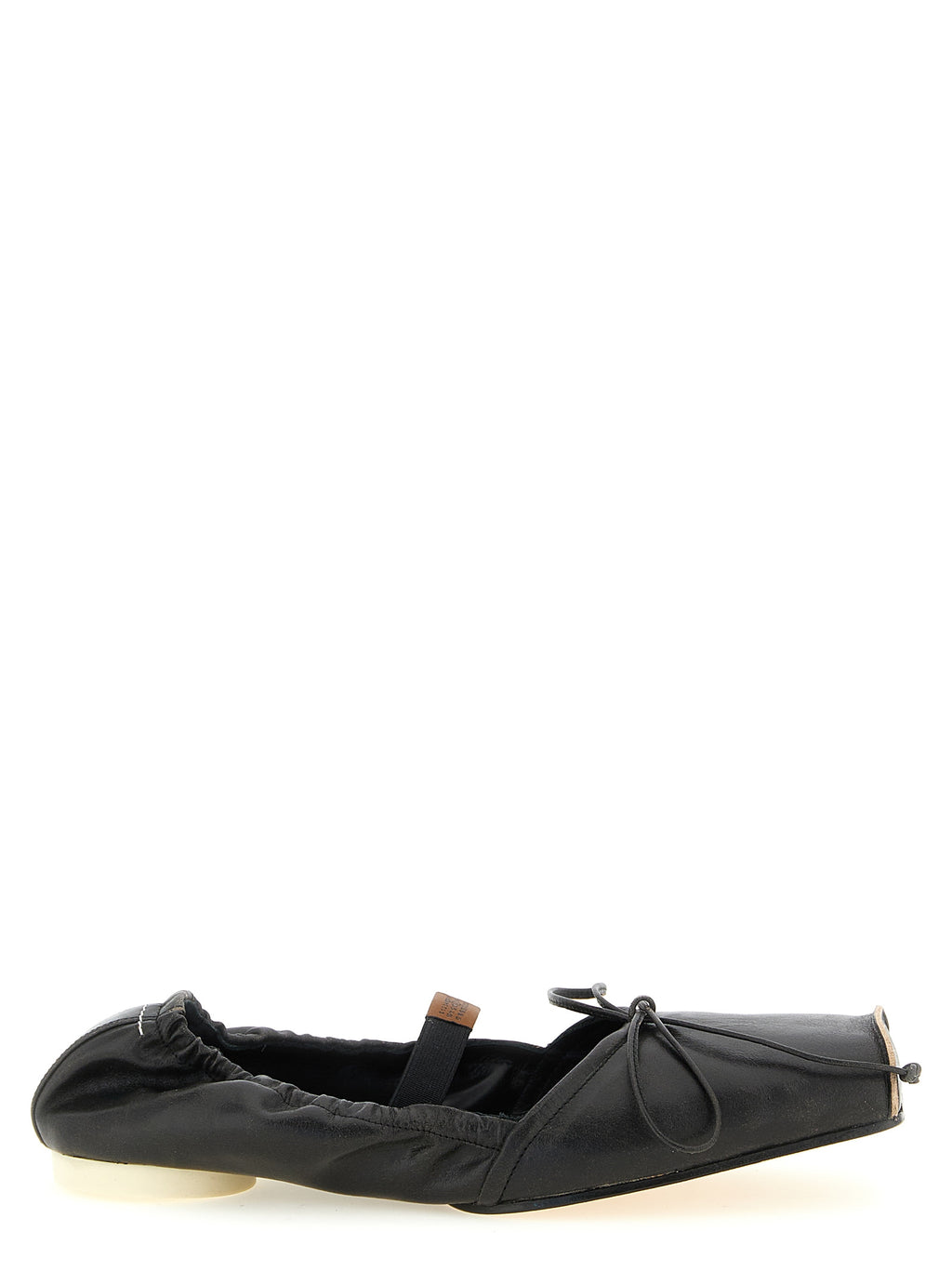 MM6 Maison Margiela Black Cowhide Ballet Flats