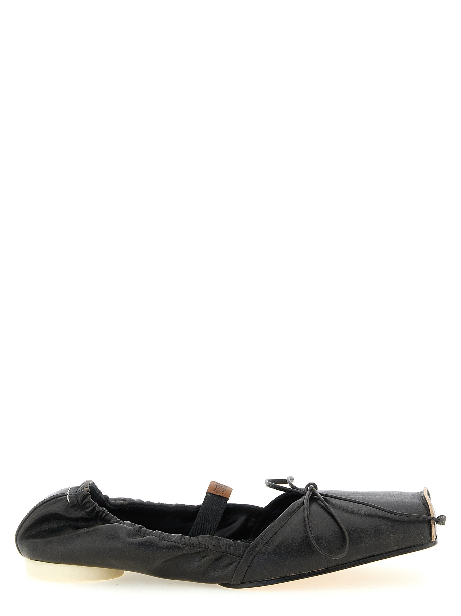 MM6 Maison Margiela Black Cowhide Ballet Flats