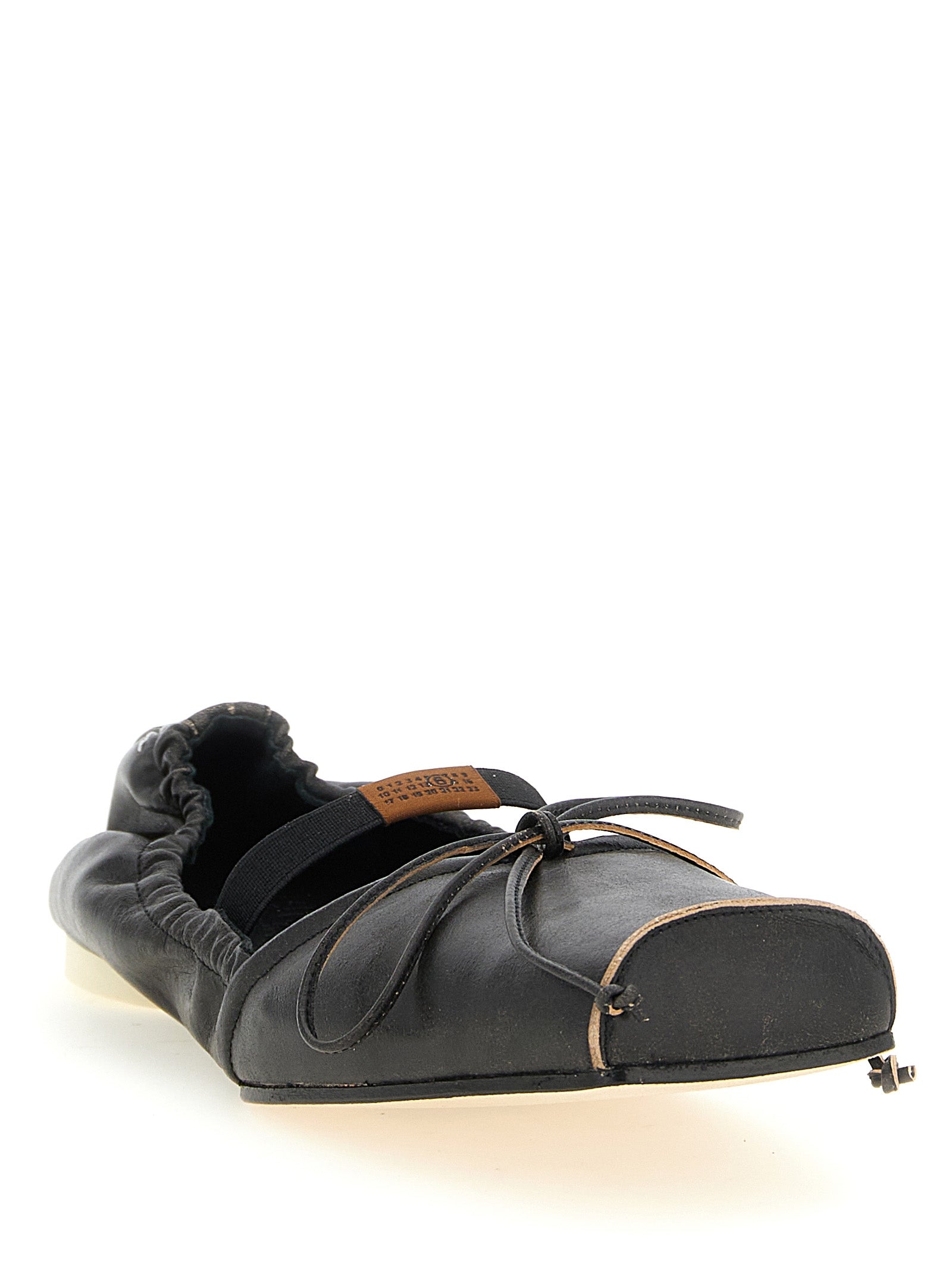 MM6 Maison Margiela Black Cowhide Ballet Flats