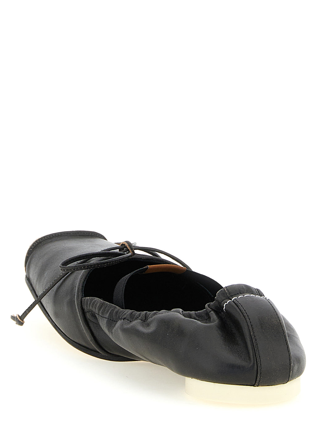 MM6 Maison Margiela Black Cowhide Ballet Flats