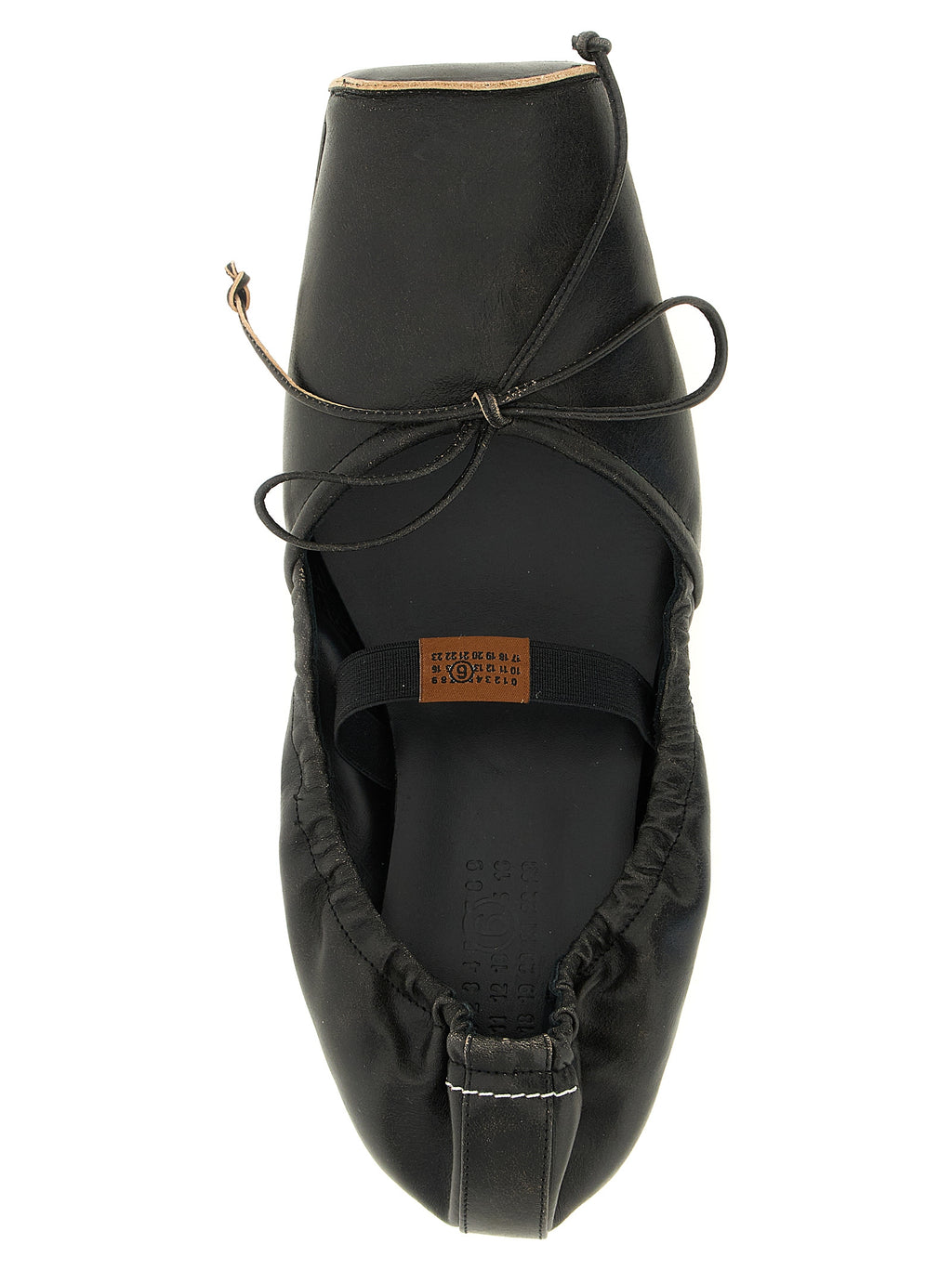 MM6 Maison Margiela Black Cowhide Ballet Flats