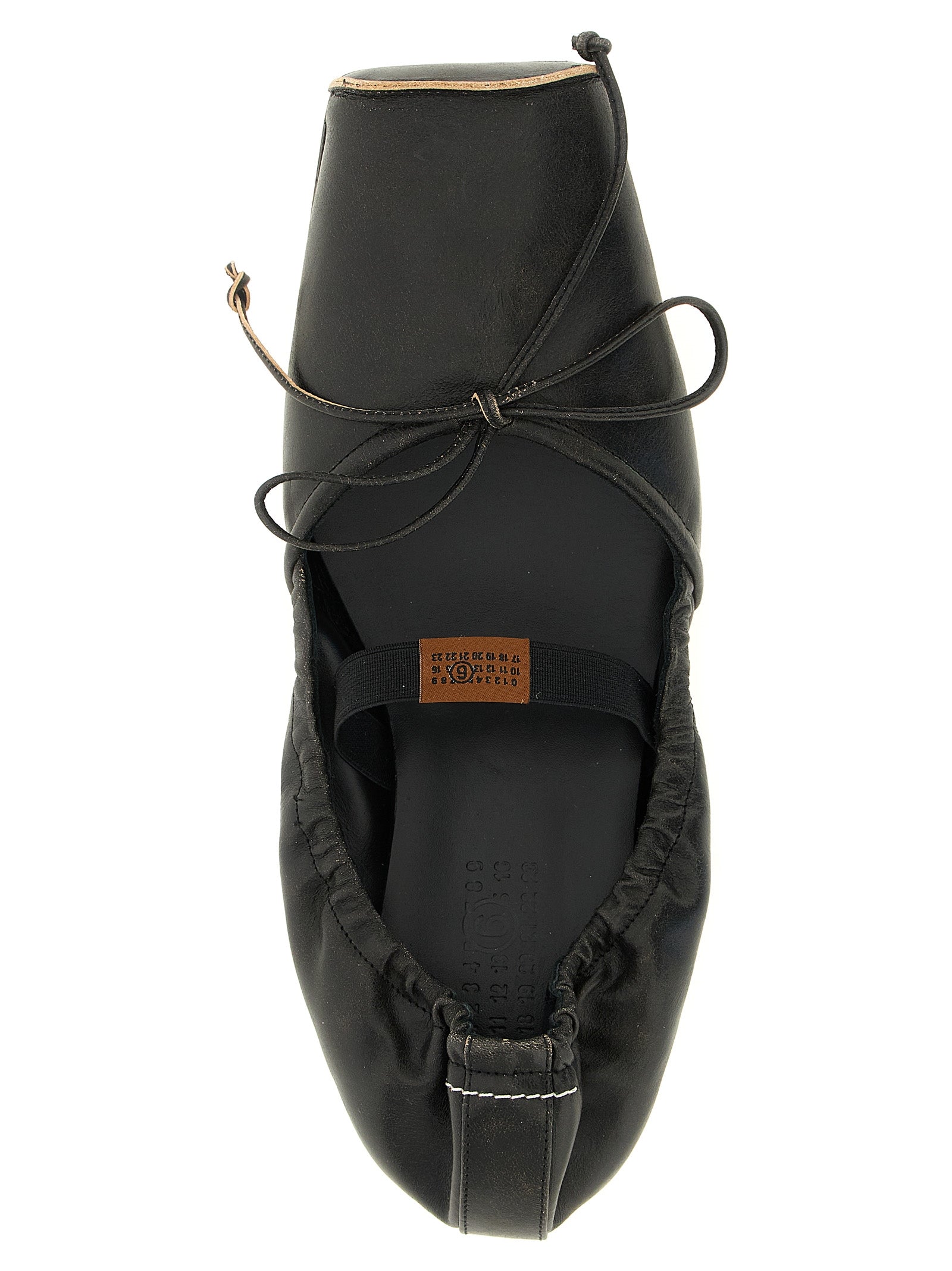 MM6 Maison Margiela Black Cowhide Ballet Flats