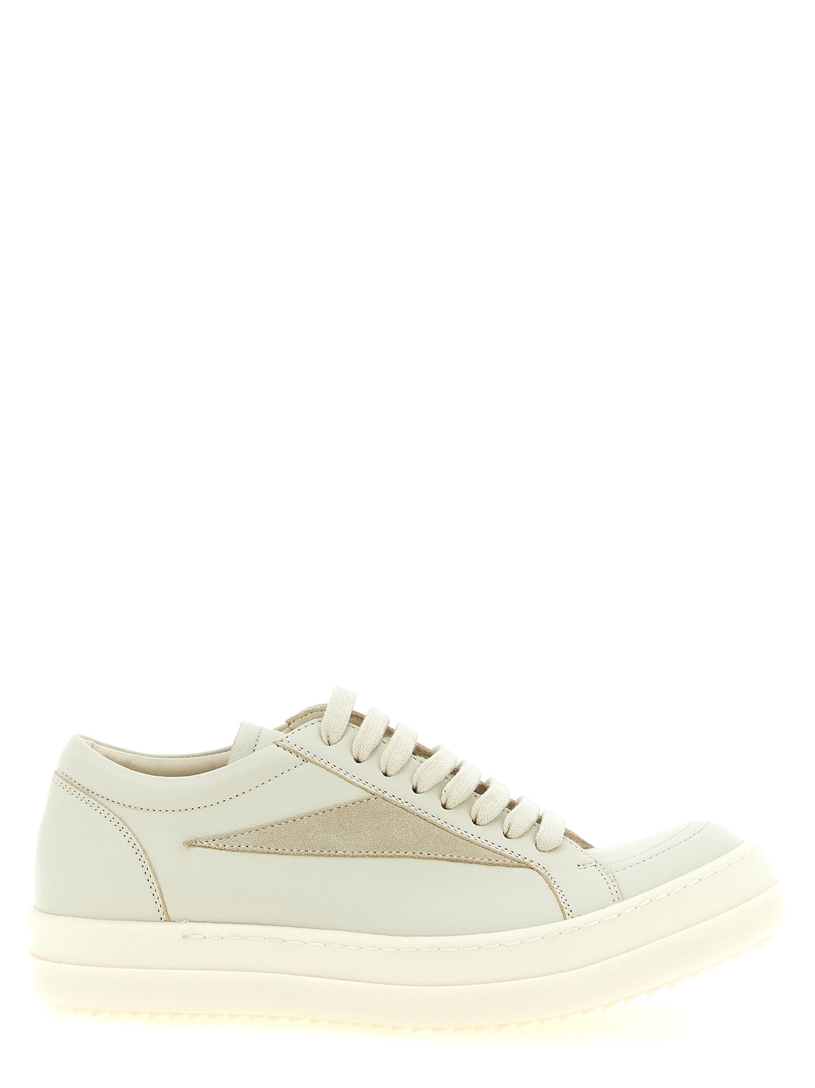 Rick Owens Beige Cowhide Low Top Sneakers