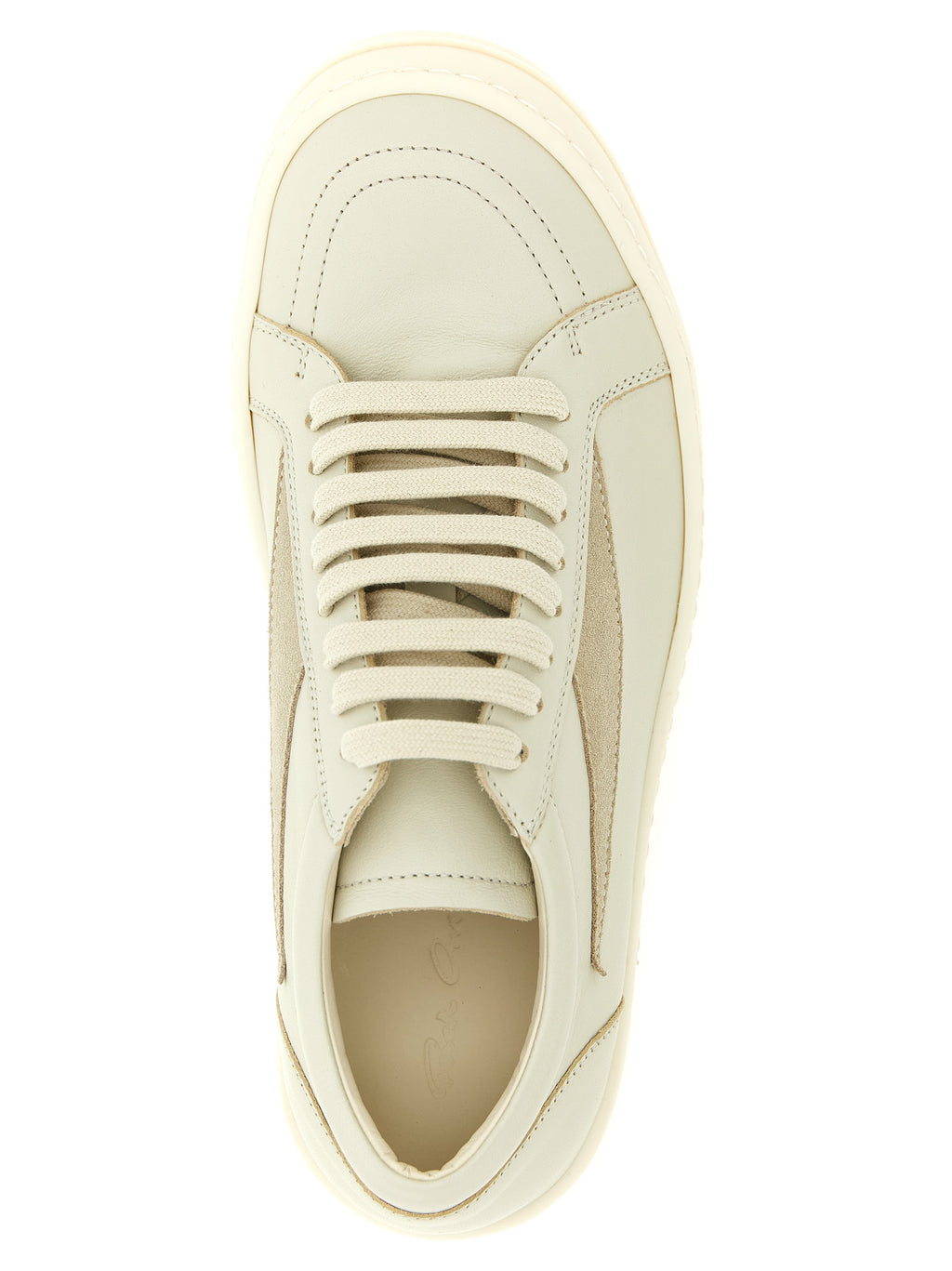 Rick Owens Beige Cowhide Low Top Sneakers