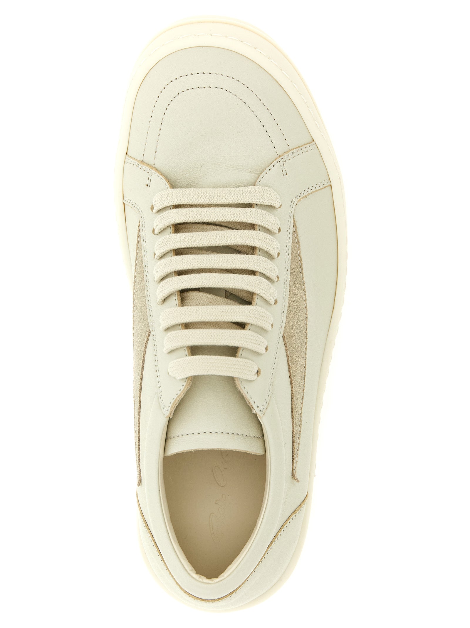 Rick Owens Beige Cowhide Low Top Sneakers