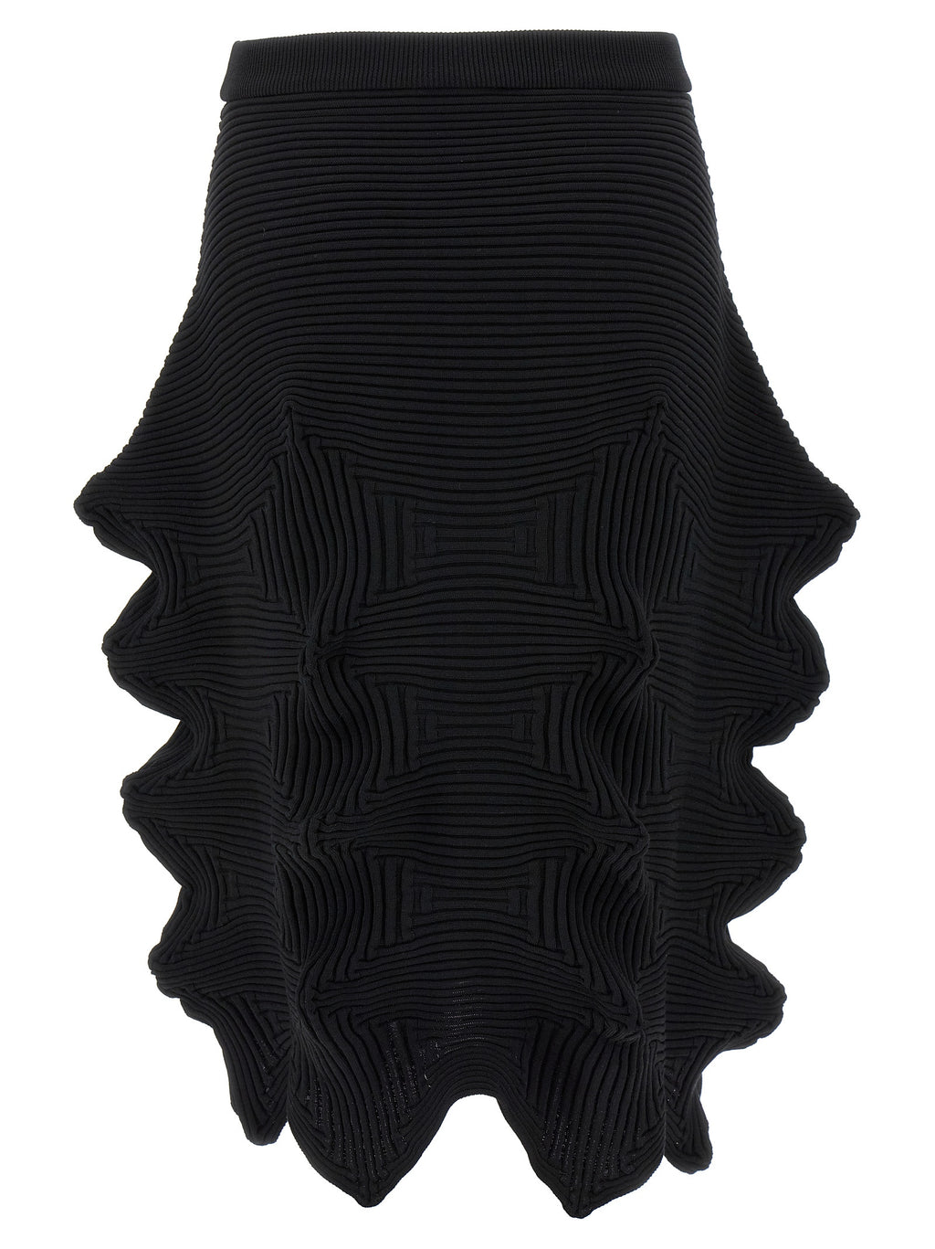 Issey Miyake Black Polyester Midi Skirt