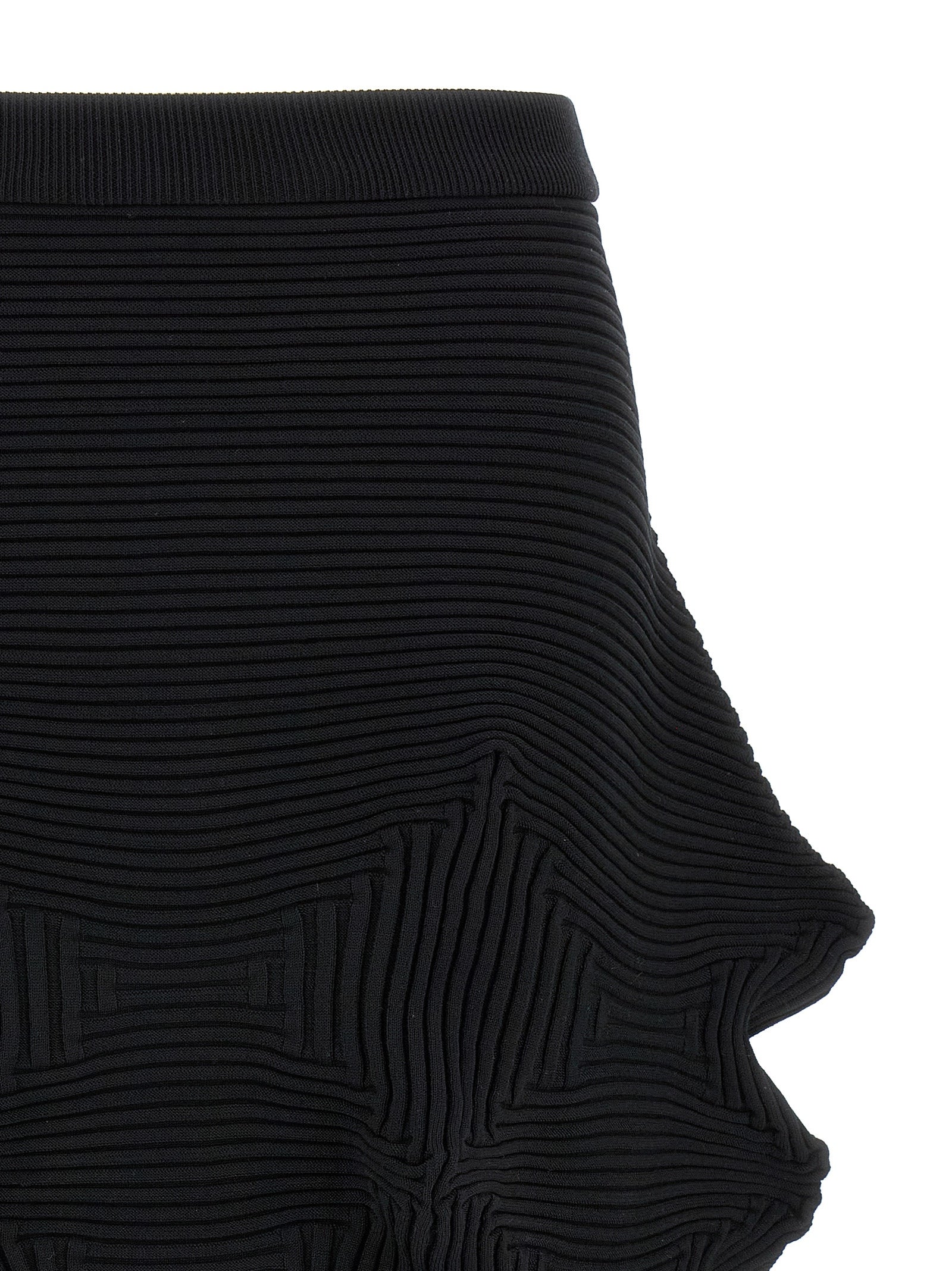 Issey Miyake Black Polyester Midi Skirt