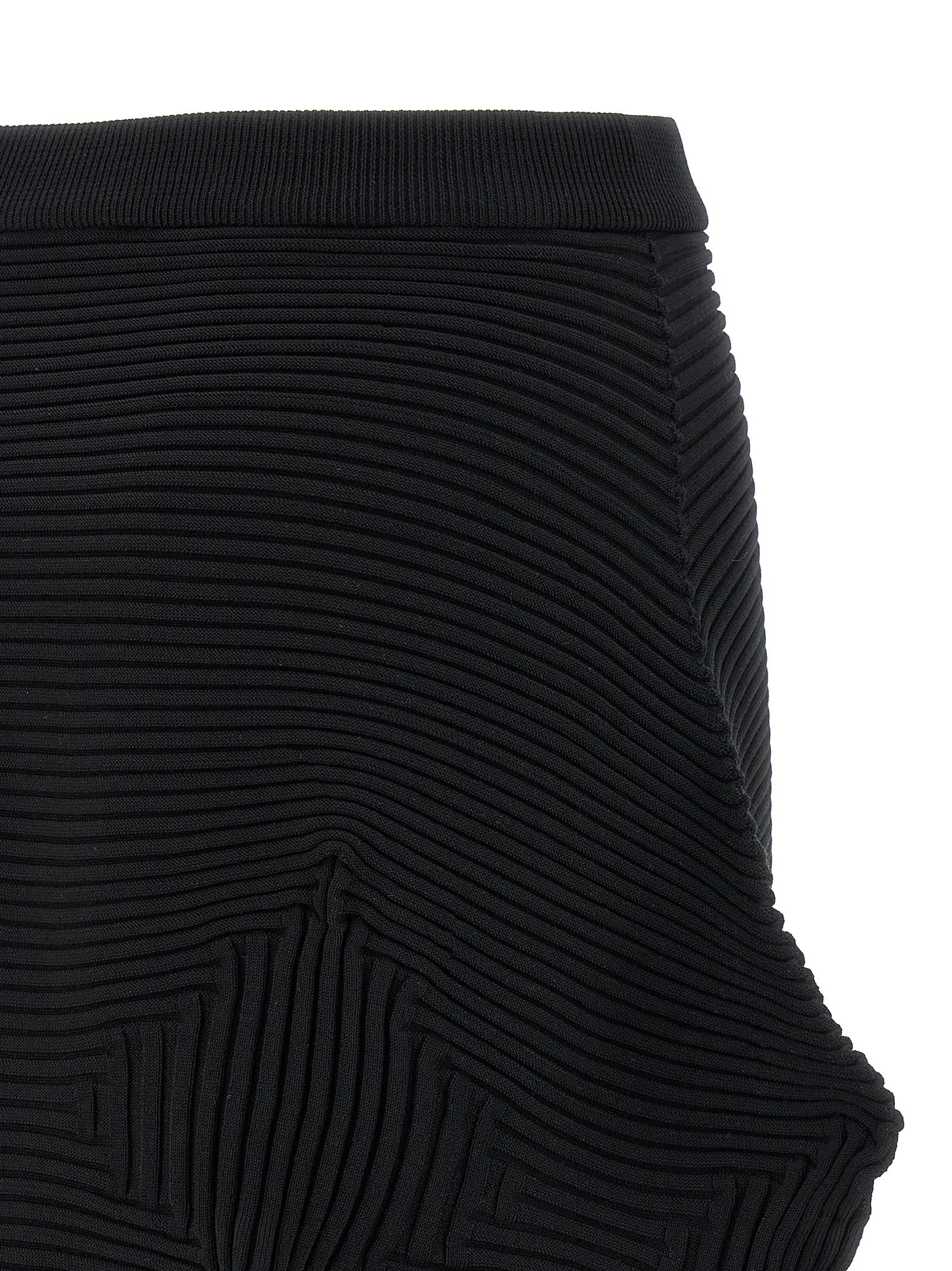 Issey Miyake Black Polyester Midi Skirt
