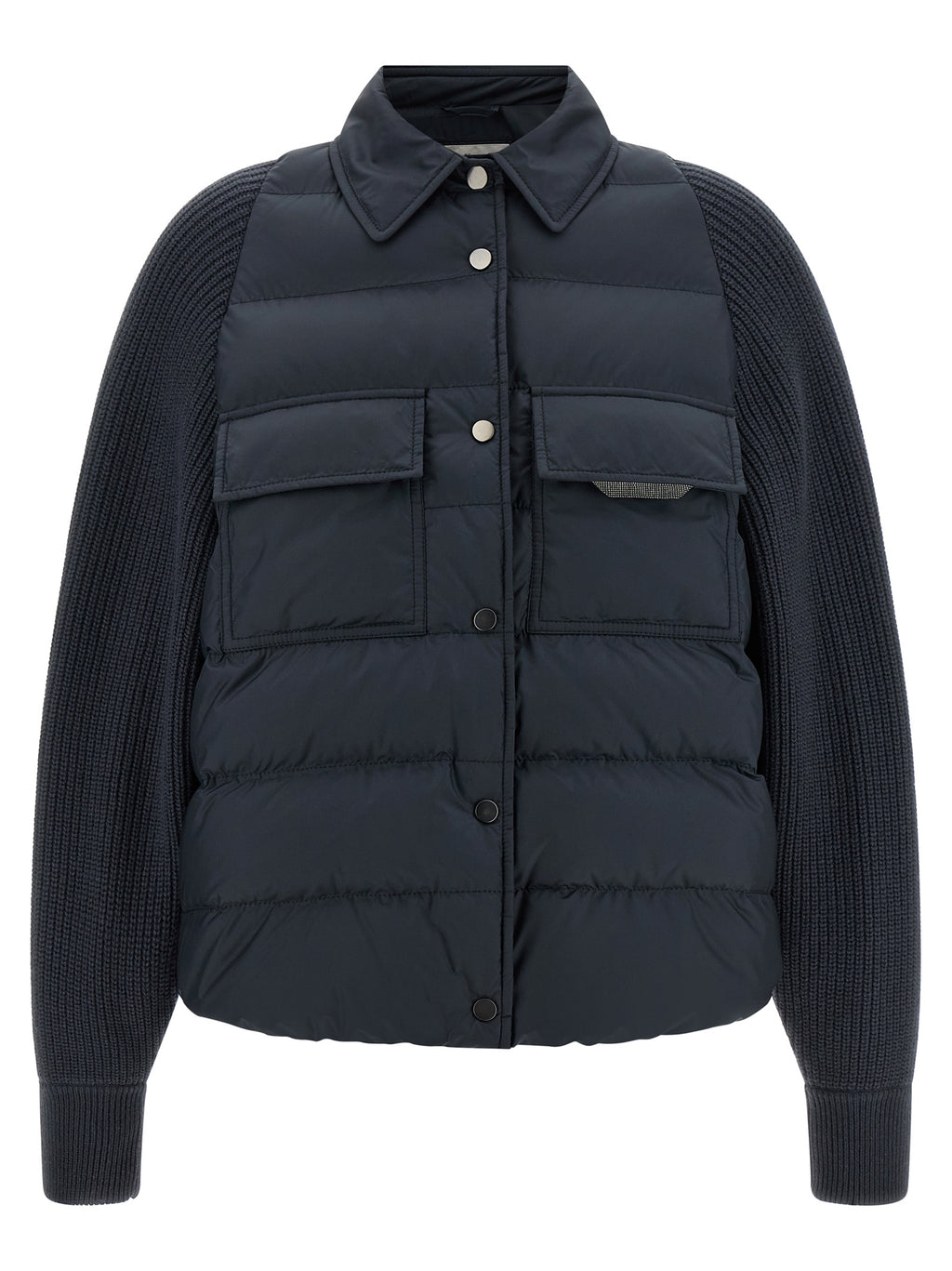 Brunello Cucinelli Blue Polyester Full-Length Jacket