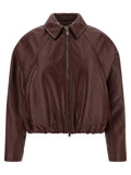 Brunello Cucinelli Bordeaux Calfskin Leather Jacket