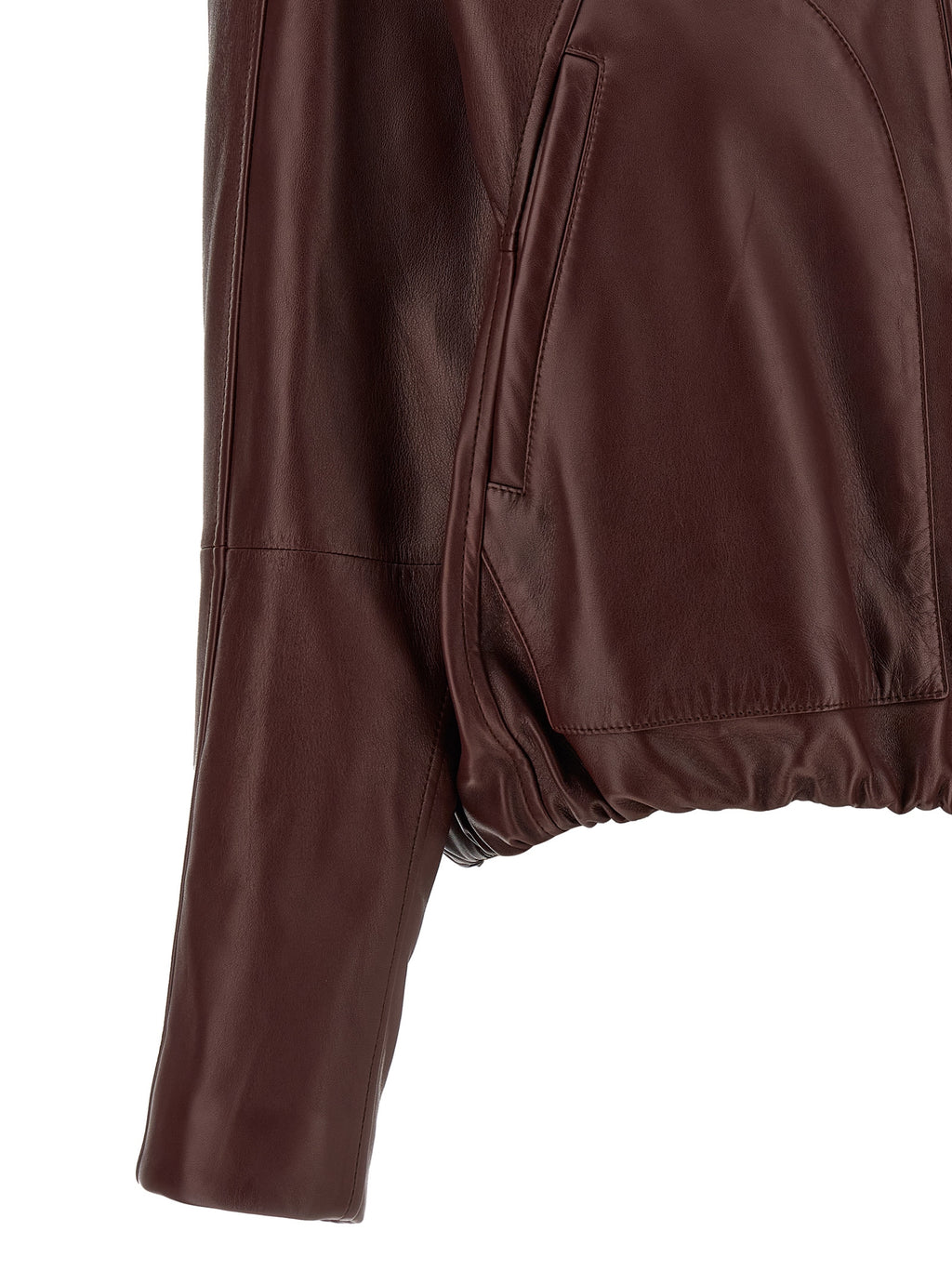 Brunello Cucinelli Bordeaux Calfskin Leather Jacket
