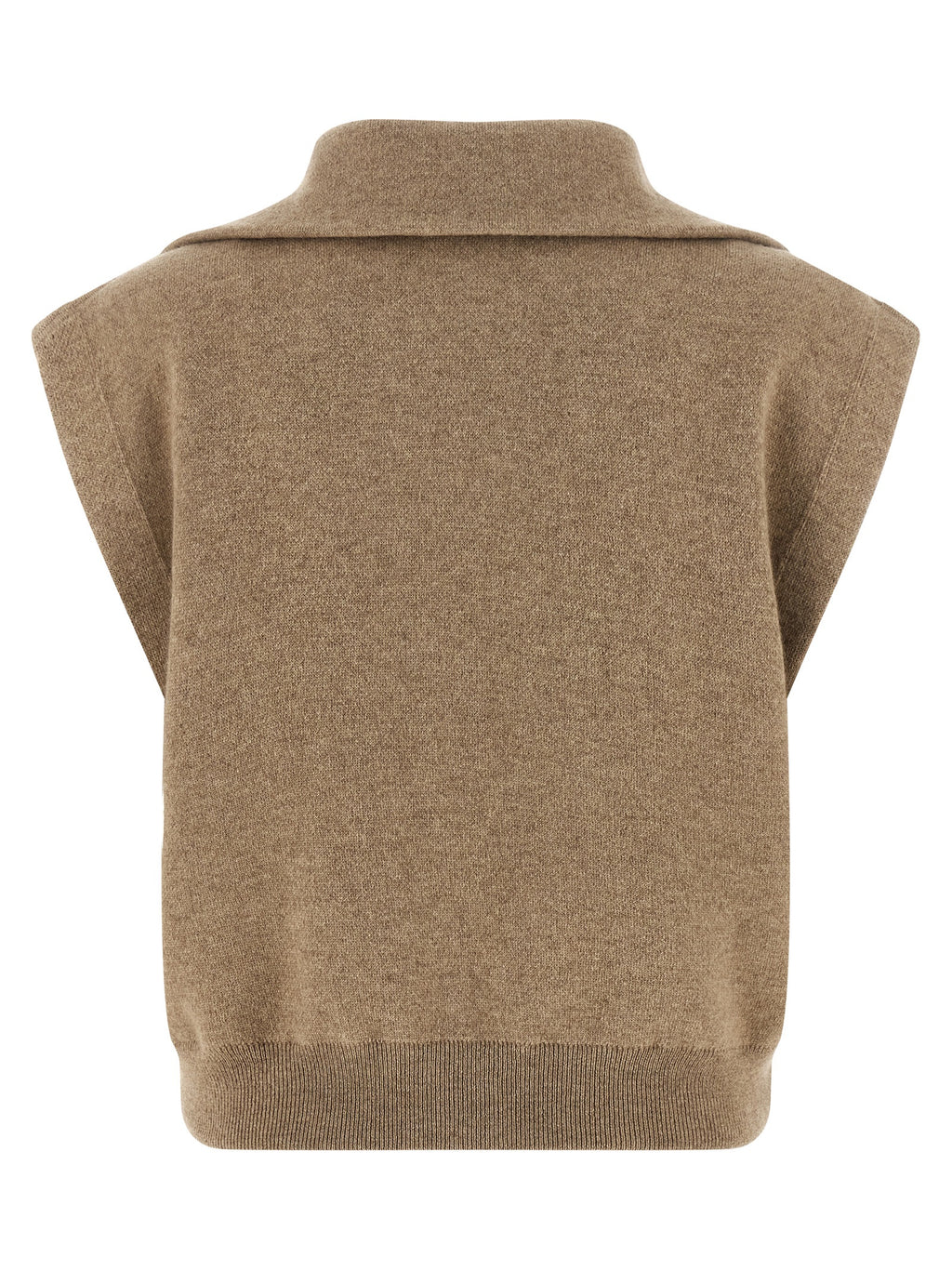 Brunello Cucinelli Beige Cashmere Sleeveless Jacket