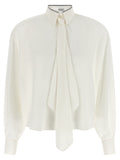 Brunello Cucinelli White Silk Blouse