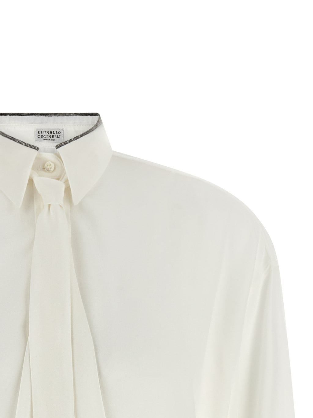 Brunello Cucinelli White Silk Blouse