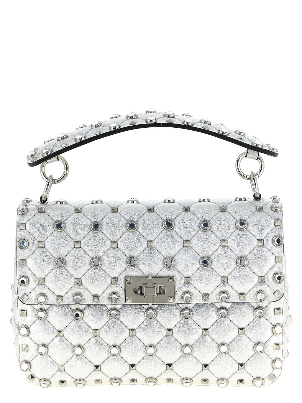 Valentino Garavani Silver Lamb Leather Shoulder Bag