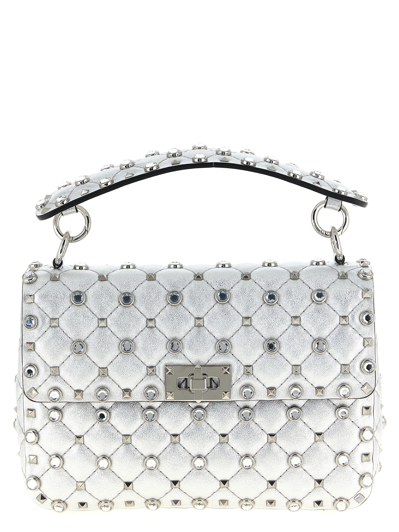 Valentino Garavani Silver Lamb Leather Shoulder Bag