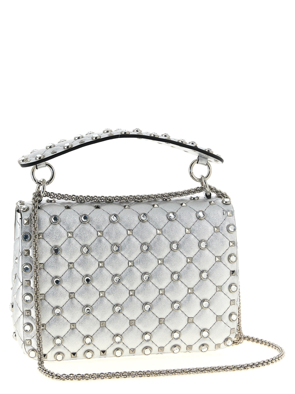 Valentino Garavani Silver Lamb Leather Shoulder Bag