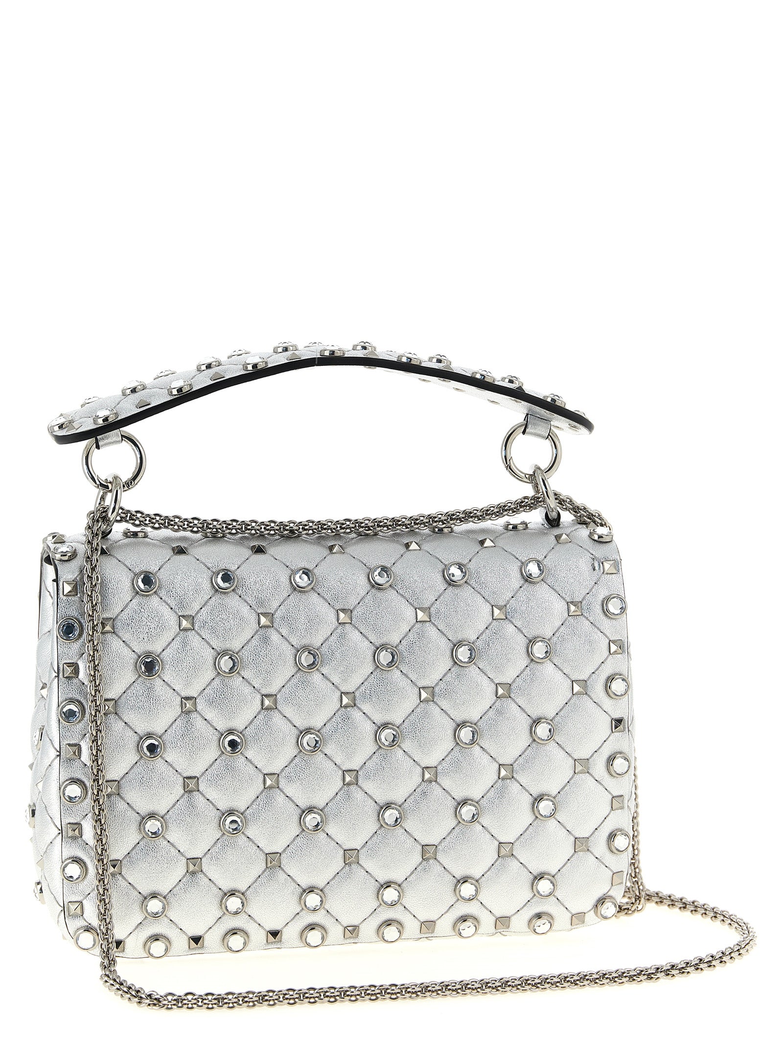 Valentino Garavani Silver Lamb Leather Shoulder Bag