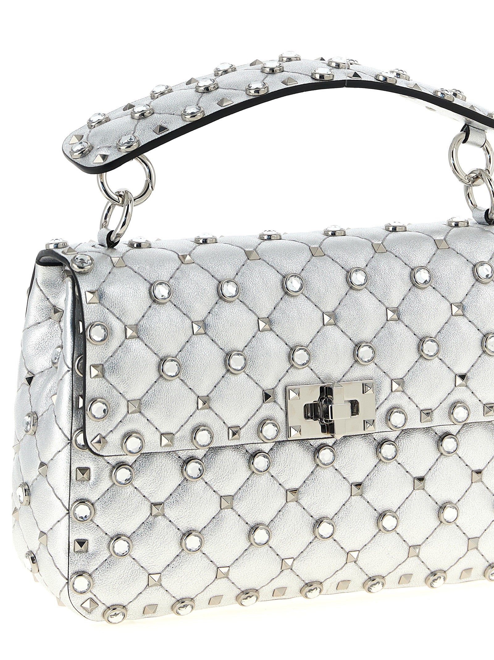 Valentino Garavani Silver Lamb Leather Shoulder Bag