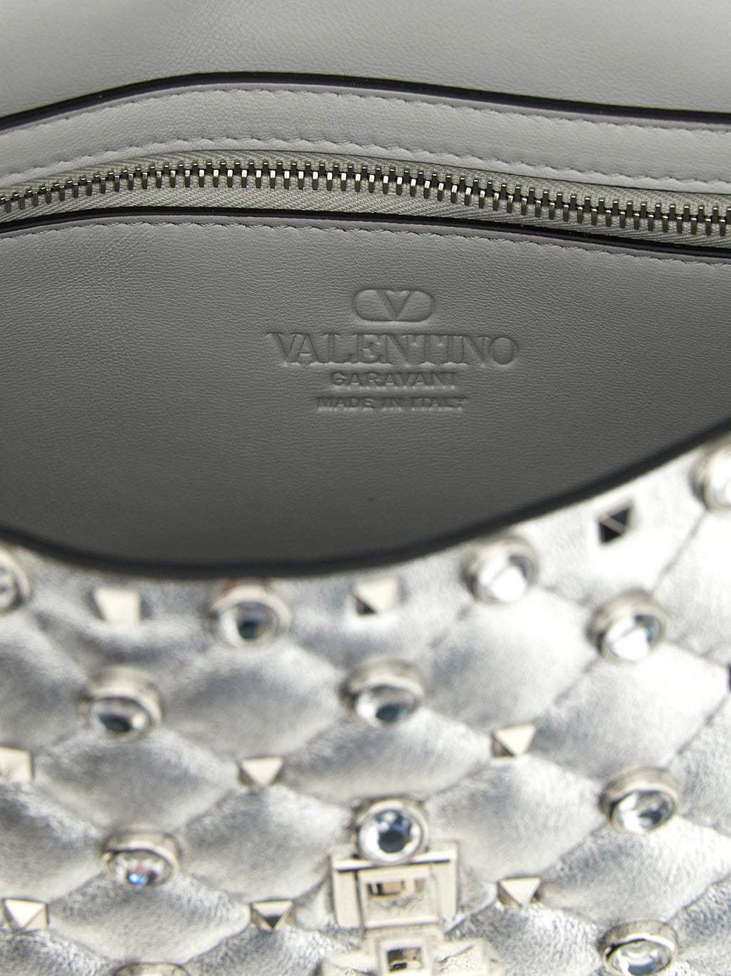 Valentino Garavani Silver Lamb Leather Shoulder Bag