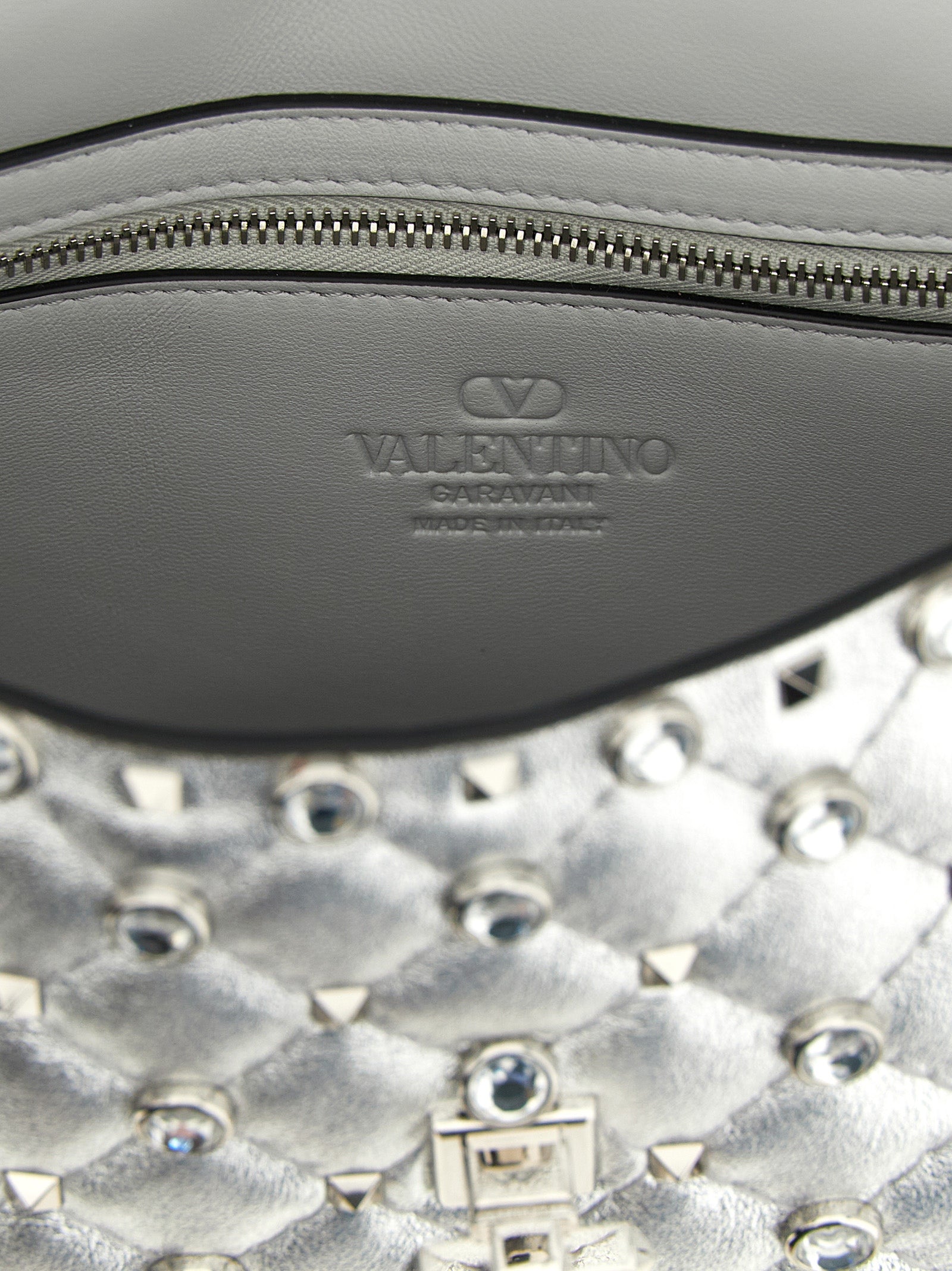 Valentino Garavani Silver Lamb Leather Shoulder Bag
