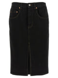 Saint Laurent Black Cotton Midi Skirt