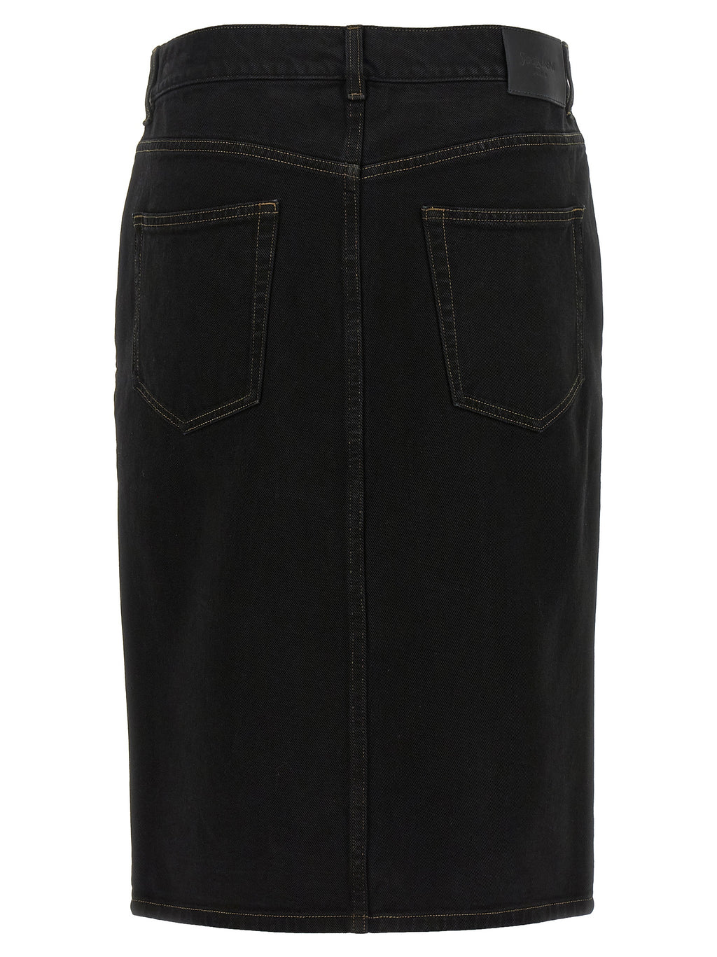 Saint Laurent Black Cotton Midi Skirt