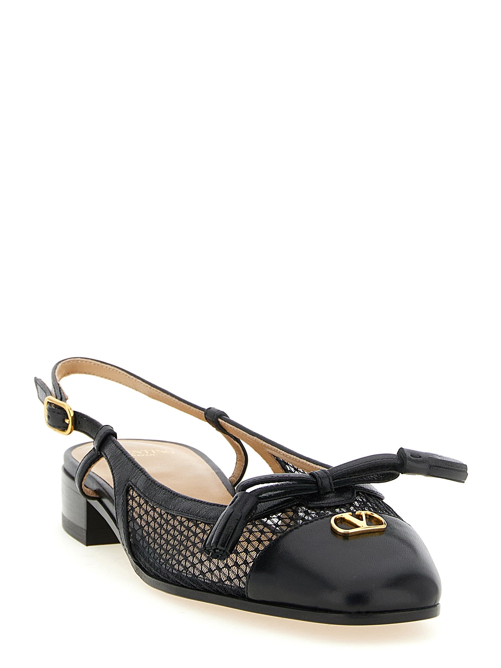 Valentino Garavani Black Leather Ballet Flats
