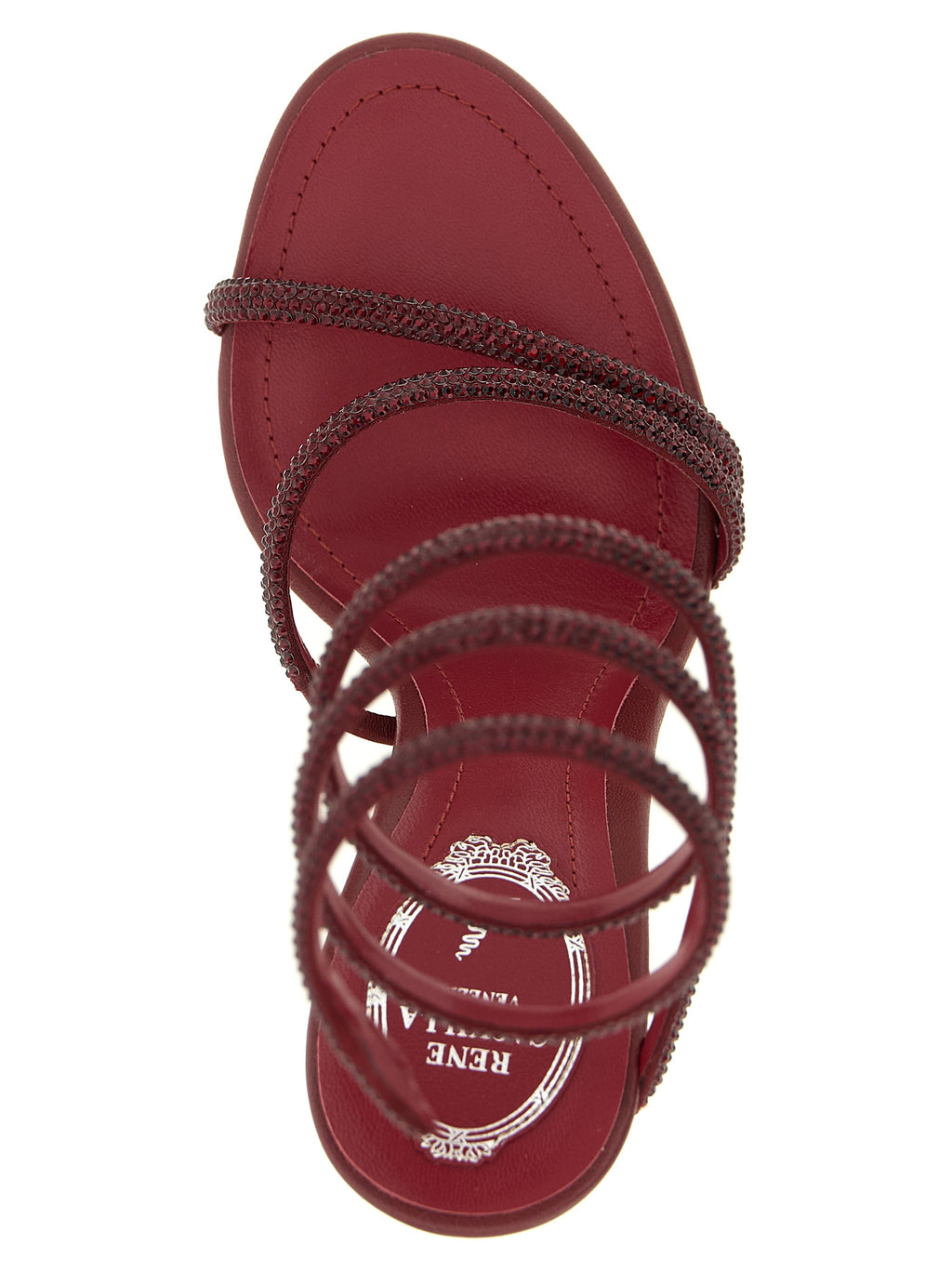 RENE CAOVILLA Bordeaux Viscose Stiletto Heel Sandals
