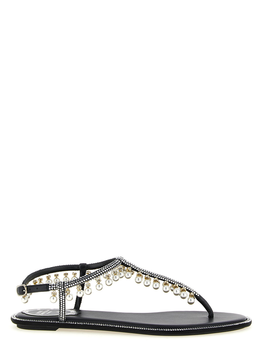 RENE CAOVILLA Bicolor Viscose Flat Sandals