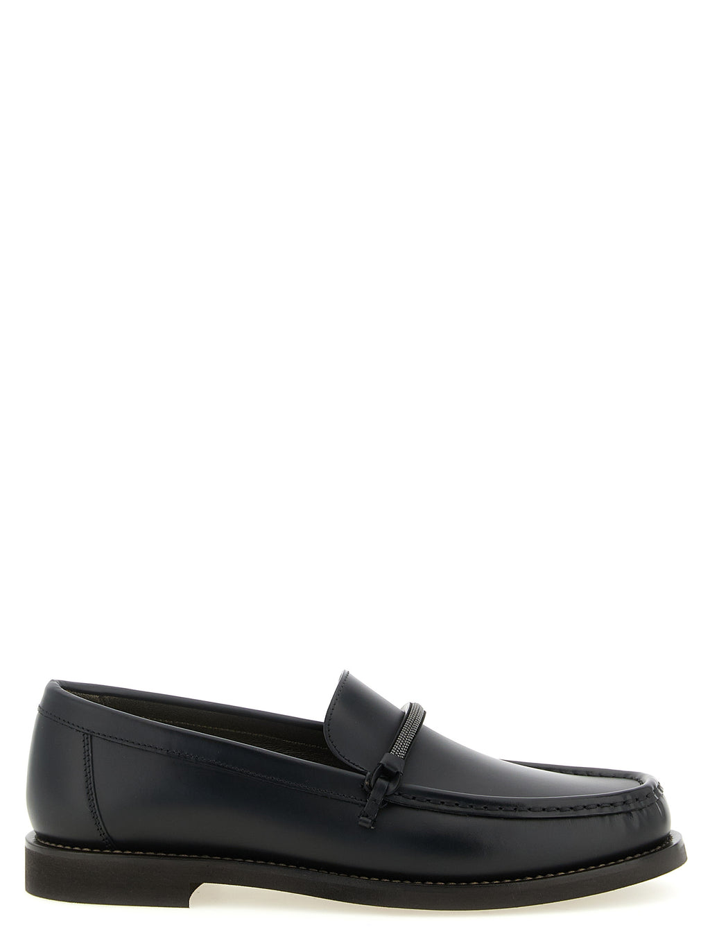 Brunello Cucinelli Black Calfskin Slip-On Loafers