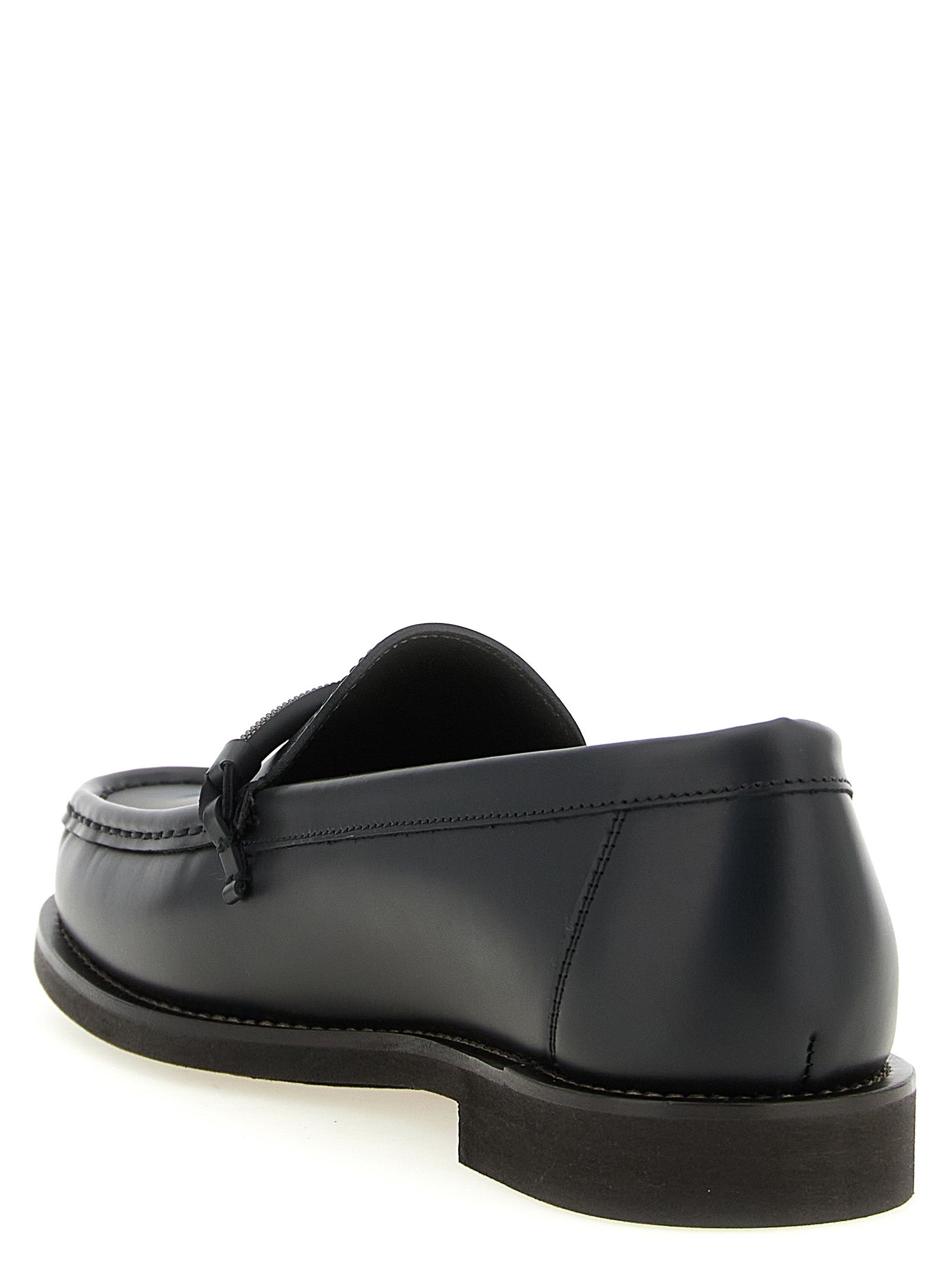 Brunello Cucinelli Black Calfskin Slip-On Loafers